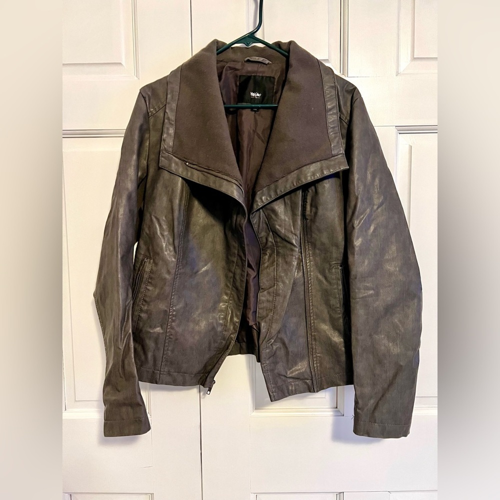 Mossimo Women’s Faux Leather Moto Jacket Gray Size Large